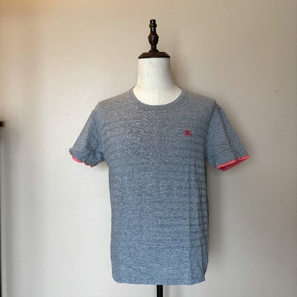 Burberry Black Label Men’s Gray T-Shirt – Size 3 (M), Red Logo, Pink Trim - Picture 1 of 11